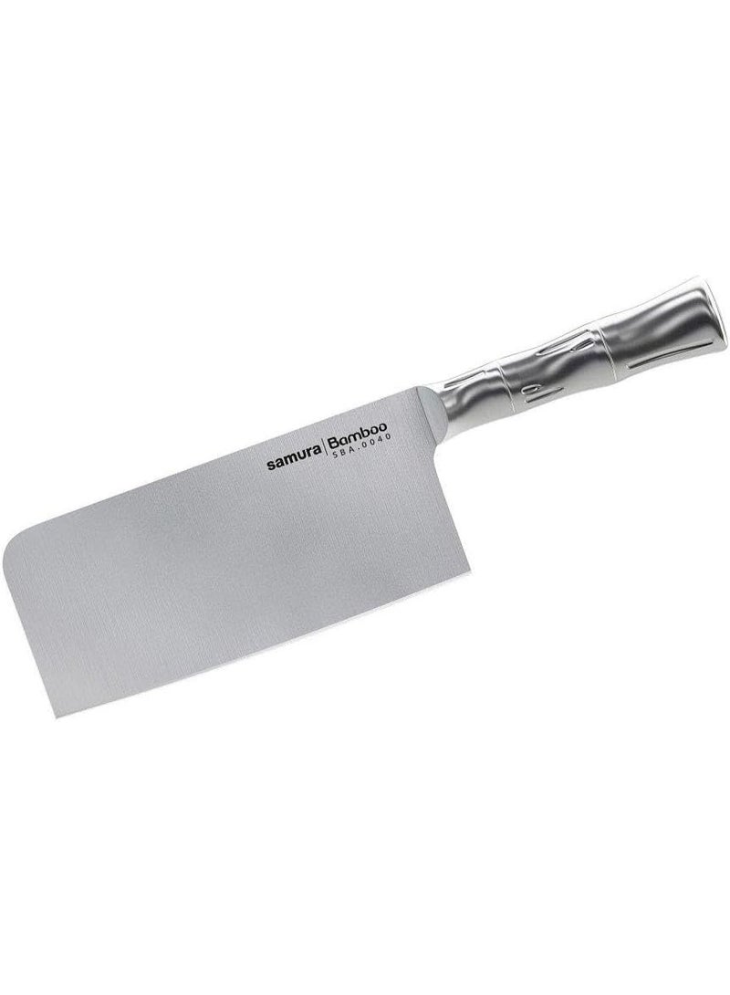 Samura BAMBOO Professional Kitchen Cleaver Knife 7"/180mm | Japanese AUS-8 Steel Meat Cleaver | Full Stainless Heavy Duty  Butcher Knife for Meat, Bone and Vegetable | Chef Chopper - Image 4